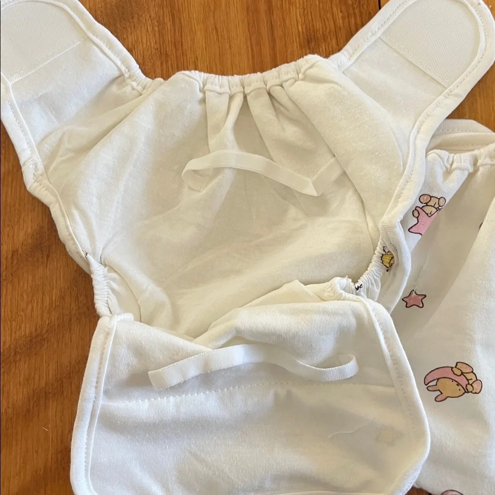 White Baby Cloth Diaper Covers with Yellow and Pink Prints